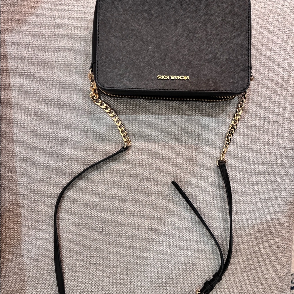 Michael Kors Charcoal Crossbody with Gold Accents